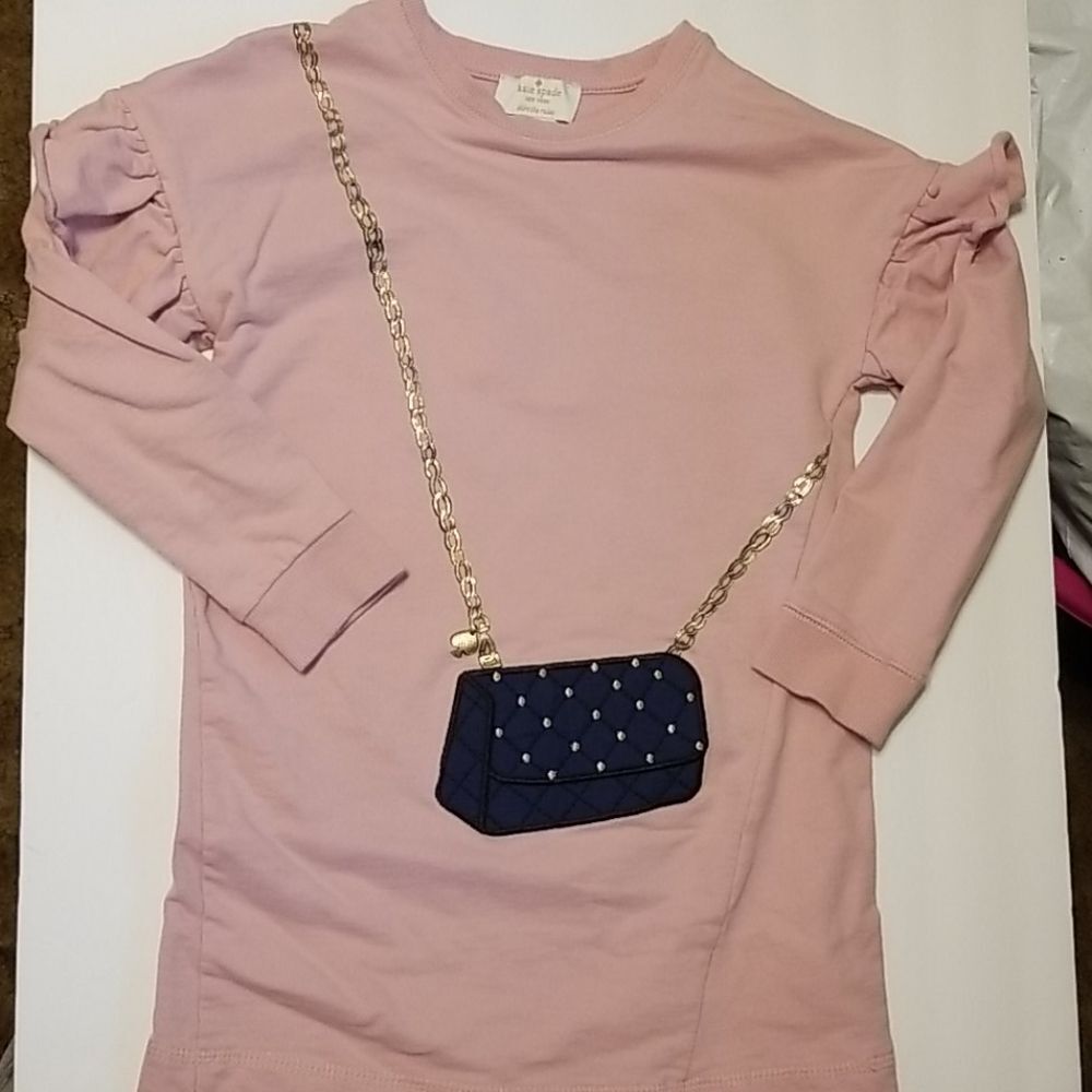 kate spade Pink Long Sleeve Shirt with Navy Bag Design Size 6